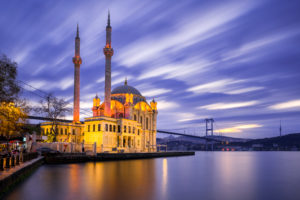 Ortakoy Mosque with Bosphorus Bridge in Istanbul, Turkey at night Ortakoy Mosque with Bosphorus Bridge in Istanbul, Turkey at night